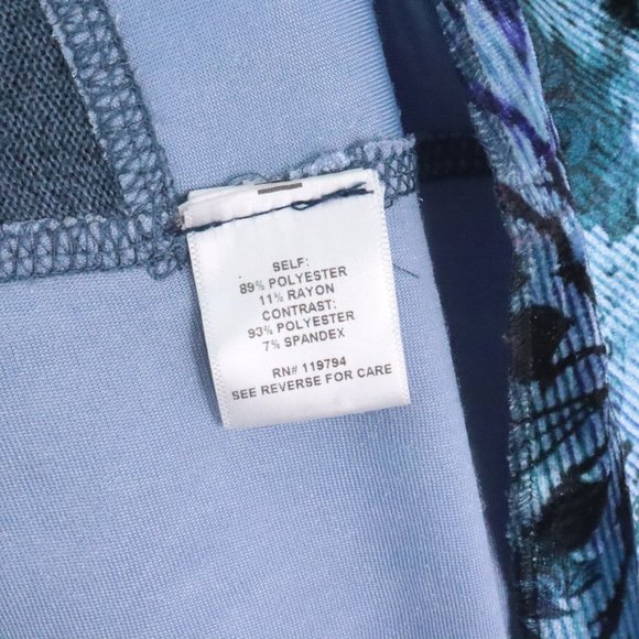 One World Women's M Blue Multi Ornate Velour Knit Asymmetrical Tunic Top - Picture 10 of 10